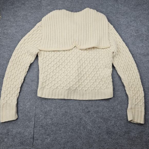 Early Winters Sweater Womens XL Cream Shawl Sailor Cable Knit Wool Camel Angora - Picture 6 of 6